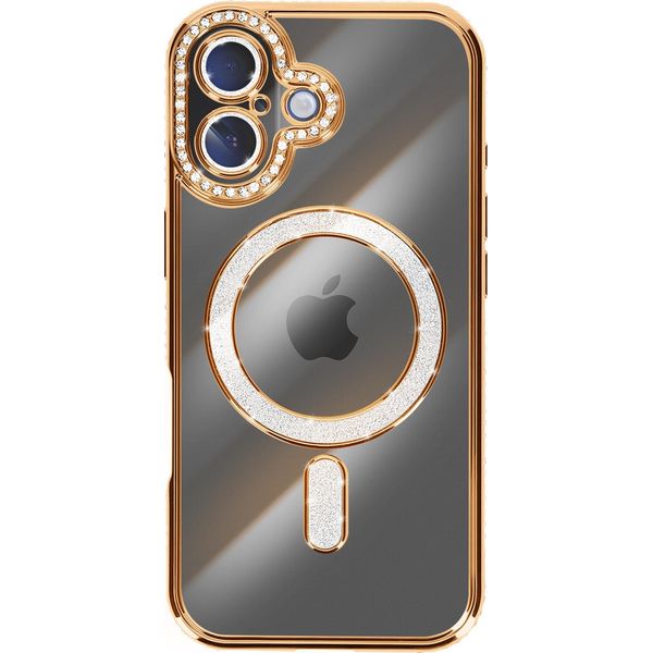 Avizar, Custodia Compatibile Con Iphone 17 Magsafe Con Bordo In Strass, Oro-image