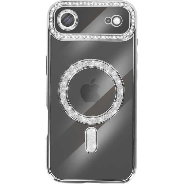 Avizar, Custodia Compatibile Con Iphone Air Magsafe Con Bordo In Strass, Argento-image