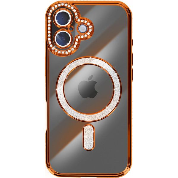 Avizar, Custodia Compatibile Con Iphone 17 Magsafe Con Bordo In Strass, Arancione-image