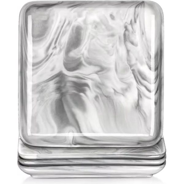Set Di Stoviglie Diamond - 4 Persone - Ceramica Marmerlook - Piatto Da Pranzo E Piatto Da Colazione-image