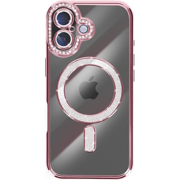 Avizar, Custodia Compatibile Con Iphone 17 Magsafe Con Bordo In Strass, Oro Rosa-image