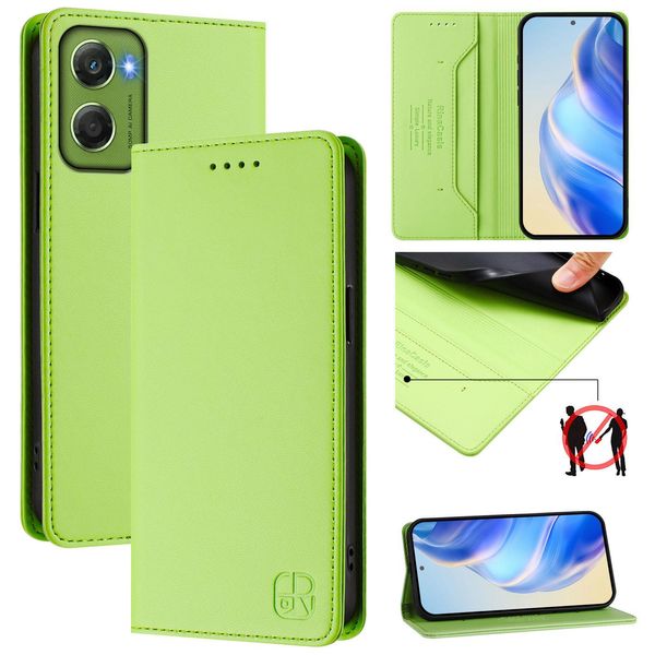 Custodia In Pelle Per Motorola Moto G06, Flip Case Con Slot Per Carte, Portafoglio E Supporto Verde-image