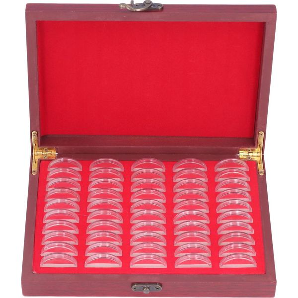 Portamonete 50 Pezzi Scatola Di Immagazzinamento Monete In Legno Vintage Con Custodia Protettiva Trasparente Per Regalo Collezione Monete-image