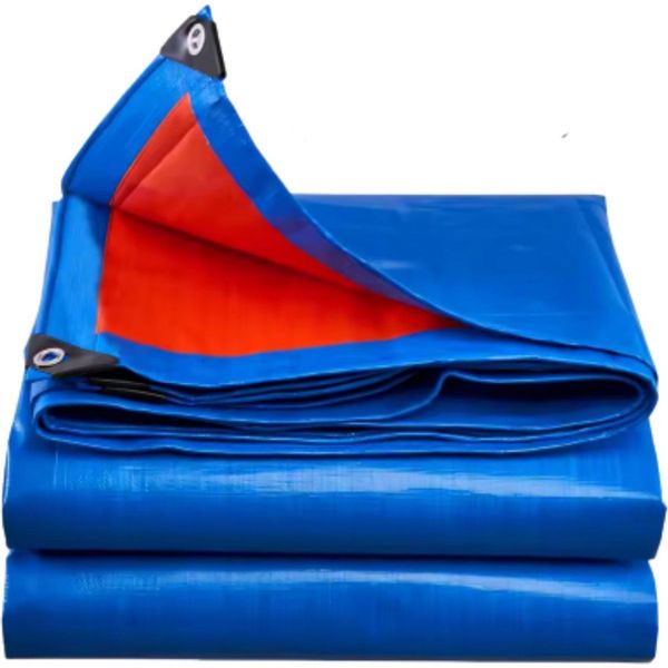 Telone Di Copertura 200×400 Cm – 180 G/M² Pe – Impermeabile E Resistente Alle Intemperie – Blu – Telone Da Cantiere Per Mobili Da Giardino, Piscina, Legna, Auto E Barca-image