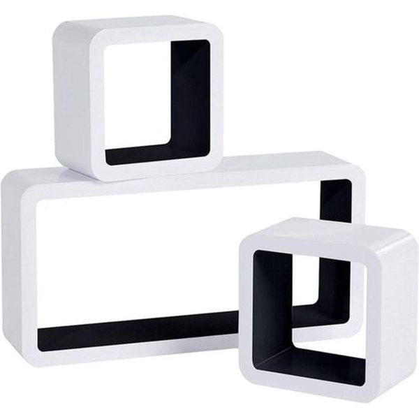 Bolt Edge, Mensola A Muro Cube Floating - Nero/Bianco - Set Di 3 - Mensola A Muro - Libreria - Mdf-image