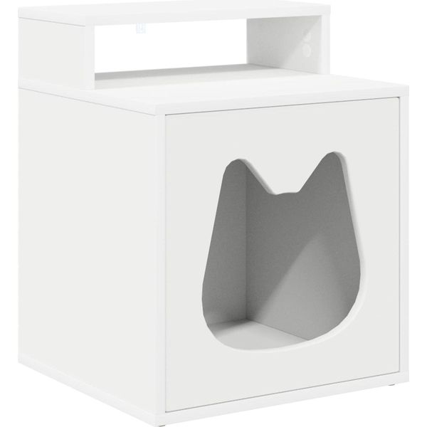 Vidaxl Casetta Per Gatti Bianca 42,5 X 40 X 52,5 Cm Materiale A Base Di Legno-image
