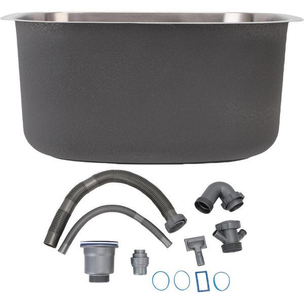Lavabo Monoblocco In Acciaio Inox 304, Lavabo Integrato Sottopiano Per Cucina, Bar, Bagno-image