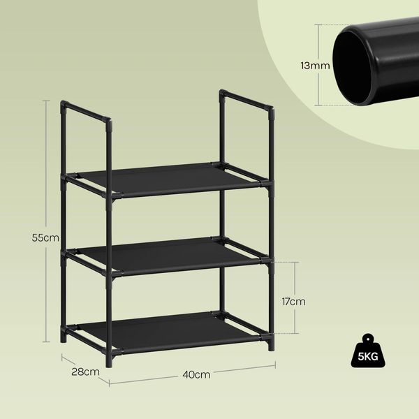 Scarpiera - Scarpiera A 3 Livelli - Stretta Per Corridoio - Salvaspazio - Metallo - Moderna E Minimalista - Facile Montaggio - Nero-image