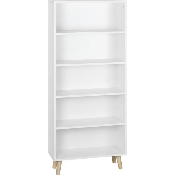 Scaffale A Muro - Libreria/Divisorio - 5 Scomparti - 60 X 24 X 144 Cm - Indipendente - Truciolare - Bianco-image