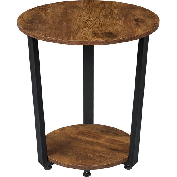 Tavolino Rotondo - Tavolino Da Salotto/Tavolino - 2 Ripiani - Design Moderno - Legno Effetto Palissandro - Marrone Rustico-image