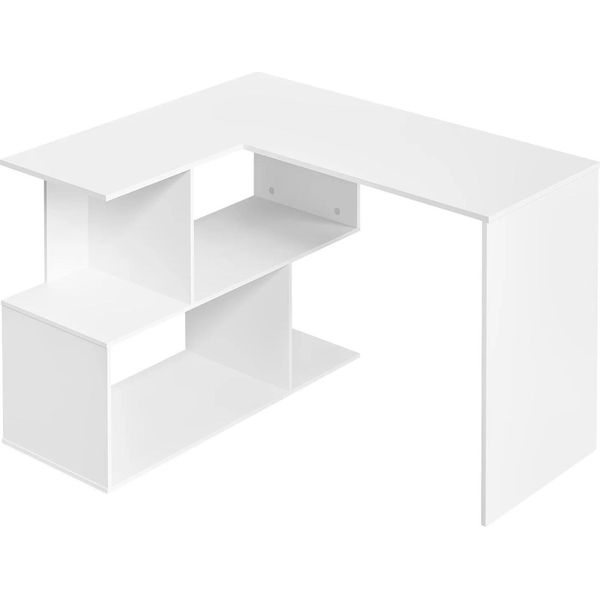 Scrivania Angolare A L - Scrivania Per Computer E Giochi - Con Vani Portaoggetti - Dimensioni 120×100×77 Cm - Truciolare - Per Ufficio - Bianco-image