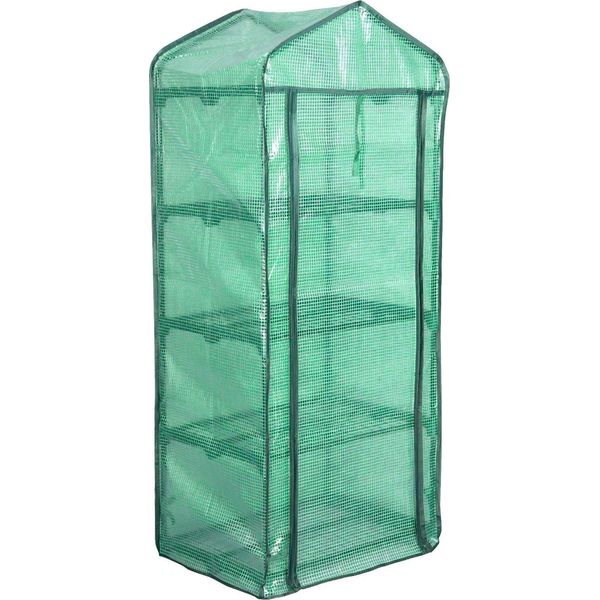 Serra Da Giardino - Serra In Foglio - Copertura In Pe - Resistente Ai Raggi Uv - Robusta Struttura In Tubolare D'acciaio - Ampia Superficie Utile - 69X49X158 Cm - Verde-image