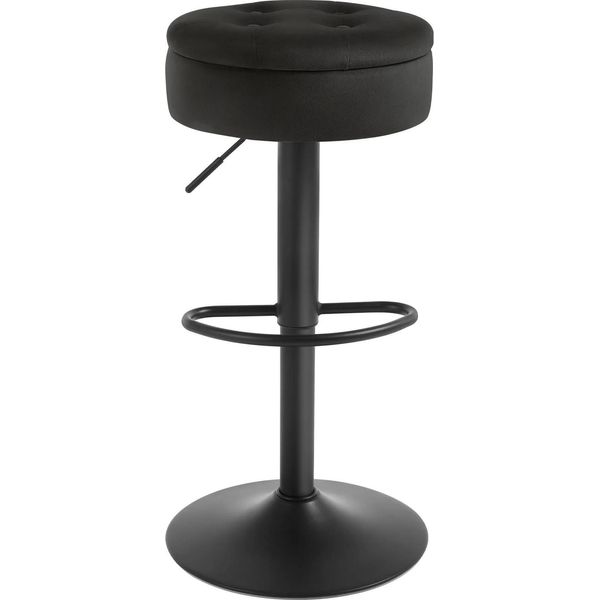 Sgabello Da Bar - Sgabello Da Cucina - Velluto Con Schienale - Struttura In Metallo - Altezza Seduta 60,5 Cm - Larghezza Seduta 38 Cm - Dimensioni 39X39X79,5 Cm - Rotondo - Cachi Scuro-image