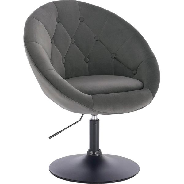 Sgabello Da Bar - Girevole - Altezza Regolabile 81-93 Cm - Rivestimento In Velluto - Con Braccioli - Ergonomico - Design Moderno - Grigio Scuro-image