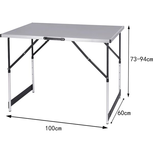 Tavolo Da Campeggio Pieghevole - Tavolo Da Esterno - Struttura In Alluminio - Piano In Legno - Altezza 73-94 Cm - 100 X 60 Cm - Per 4 Persone - Grigio-image