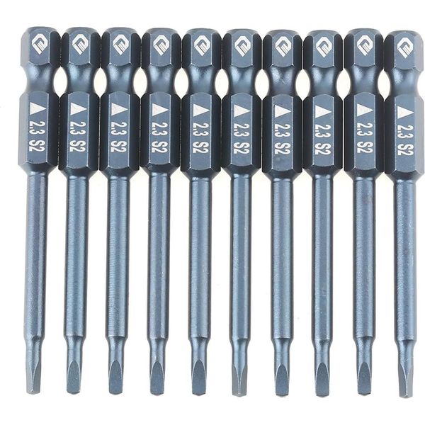 Set Di Punte Per Cacciavite - Triangolare 10 Pezzi - Esagono Cavo 0,635 Cm - Lunghezza 65 Mm - Misura 2,3 Mm - Acciaio Legato - Argento-image