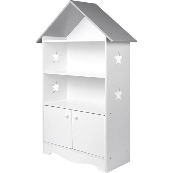 Libreria Per Bambini - Scaffale Con Anta - Mdf - Dimensioni 62 X 27,5 X 115 Cm - Contenitore Per Giocattoli E Libri - Bianco-image