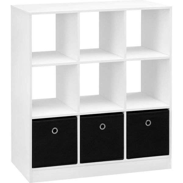 Libreria Scaffale A Cubo - Scaffale Portaoggetti - 3 Livelli - 9 Scomparti - 80 X 86,5 X 30 Cm - Legno - Senza Ante - Bianco-image