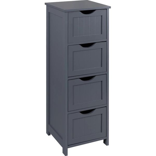 Mobile Da Bagno - Mobile Da Terra - 4 Cassetti - Mdf - 30×30×81 Cm - Dimensione Cassetti 25×30×17 Cm - Grigio-image