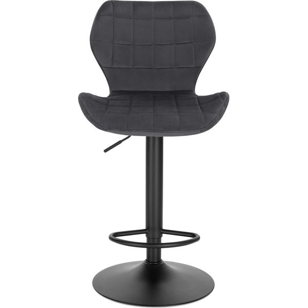 Sgabello Da Bar - Sgabello Da Banco - Regolabile In Altezza - Girevole A 360° - Rivestimento In Velluto - Schienale E Poggiapiedi - Altezza Schienale 33 Cm - Grigio Scuro-image