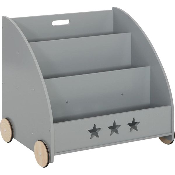 Libreria E Portagiochi Per Bambini - Scaffale Portaoggetti - Plastica - 62×42×57 Cm - Per La Camera Dei Bambini - Montaggio Facile - Grigio Chiaro-image