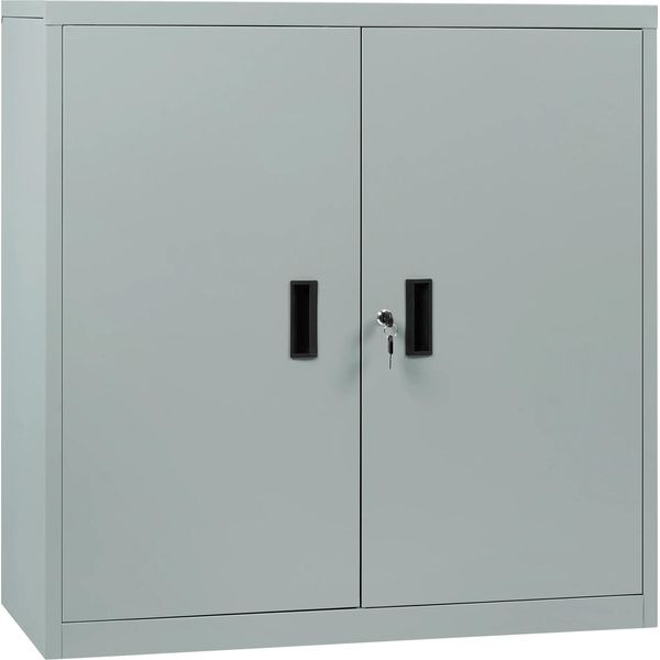 Armadio Per Archiviazione Con Serratura - Armadio Da Ufficio In Metallo - Ripiano Regolabile In Altezza - Armadio Per Stampanti, Archivio - 90 X 92,5 X 40 Cm - Grigio-image