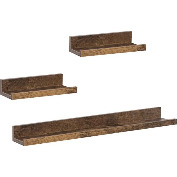 Set Di 3 Mensole A Muro - Mensole Per Saldatura - Lunghezza 80 Cm - Mdf Con Impiallacciatura In Pvc - Montaggio A Parete - Portata 5 Kg - Vintage Brown-image