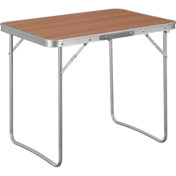 Tavolo Da Campeggio - Tavolo Pieghevole - 70 X 60 X 50 Cm - Piegato 70 X 4,6 X 50 Cm - Struttura In Alluminio E Piano In Mdf - Capacità Di Carico 15 Kg - Per 2 Persone - Con Maniglia Di Trasporto - Rovere-image