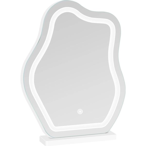 Specchio Per Trucco E Vanità - Specchio Da Tavolo - Forma A Nuvola - Design Irregolare - Con Illuminazione - Dimmerabile - 3 Modalità Colore - Bianco-image