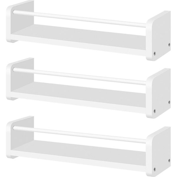 Ripiani A Muro - Ripiani Per Saldatura - Set Di 3 - 40 X 10 X 12 Cm - E1 Mdf + Metallo - Montaggio A Parete - Due Opzioni Di Montaggio - Bianco-image
