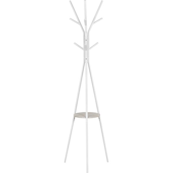 Appendiabiti - Appendiabiti/Appendiabiti A Stelo - Legno Di Pino - 9 Ganci - Design Moderno - Per Corridoio/Disimpegno - Richiede Il Montaggio - Bianco-image