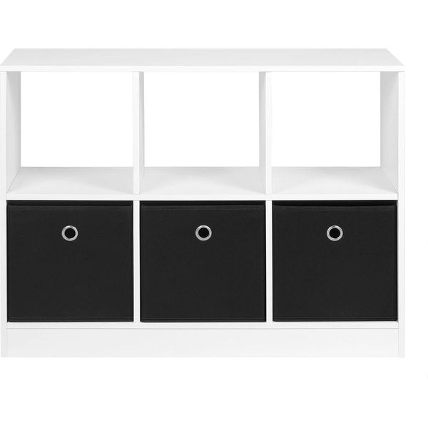 Libreria Scaffale Verticale - Scaffale Portaoggetti - 2 Livelli - 80 X 60 X 30 Cm - Con Scomparti Per Armadi - Legno - Design Moderno - Bianco-image