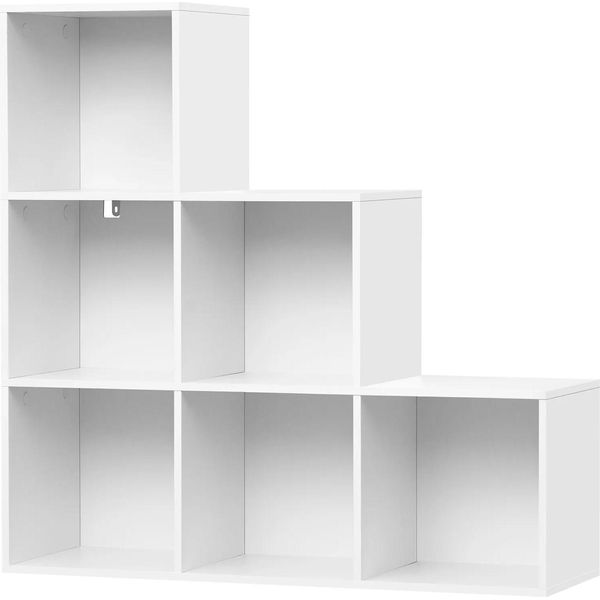 Libreria - Scaffale Per Scale - 6 Scomparti, 90X30X90 Cm, 3 Livelli, Truciolato, Carico Totale 60 Kg - Bianco-image