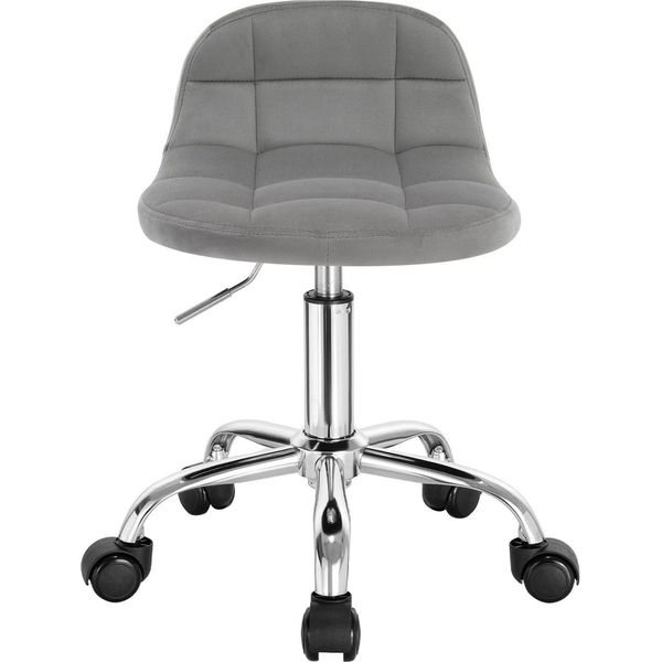 Sedia Da Ufficio - Sgabello Girevole - Schienale Basso, Altezza Regolabile 56,5-68 Cm, Con Rotelle, Senza Braccioli, Rivestimento In Tessuto - Grigio Chiaro-image