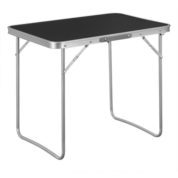 Tavolo Da Campeggio - Tavolo Pieghevole - Con Maniglia Per Il Trasporto - Struttura In Alluminio E Piano In Mdf - 70 X 60 X 50 Cm - Capacità Di Carico 15 Kg - Rettangolare - Nero-image