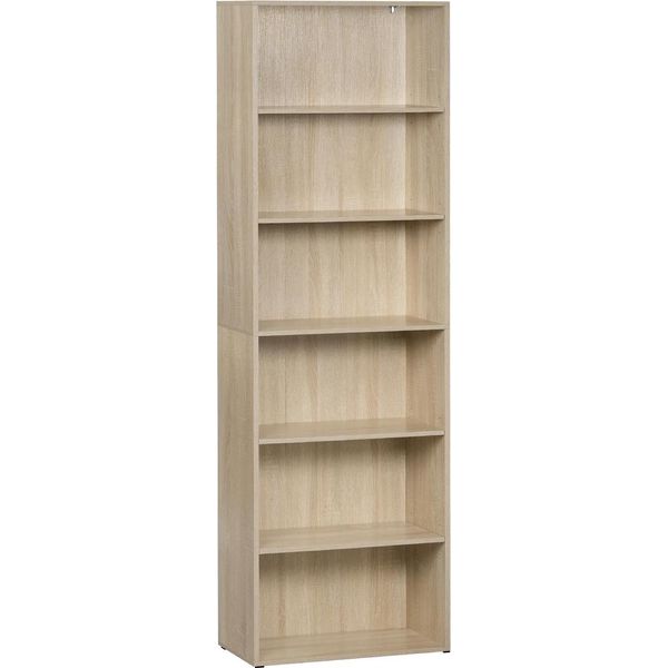 Libreria - A Libera Installazione - 6 Ripiani Regolabili - Divisorio - Dimensioni 23,5 X 60 X 108 Cm - Rovere Chiaro-image
