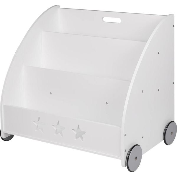 Libreria Per Bambini - Scaffale Per Libri E Giocattoli - Con Rotelle - 3 Livelli - 62X42X57 Cm - E1 Mdf - Montaggio - Bianco Avorio-image