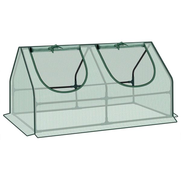 Serra Da Giardino - Serra Di Propagazione Portatile - Telaio Freddo - Finestra Avvolgibile - Pellicola In Rete Pe 140 G/M² - Tubi In Acciaio 16×0,3 Mm - 120×60×60 Cm - Verde-image