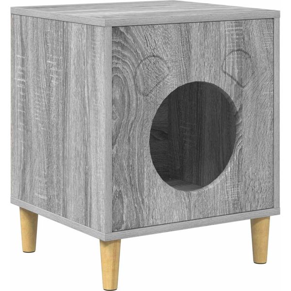 Vidaxl Casetta Per Gatti Grey Sonoma 42,5 X 40 X 52,5 Cm Materiale A Base Di Legno-image