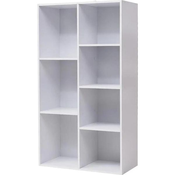 Libreria A Cubo - 7 Scomparti - 59,5X29,5X108 Cm - Mdf - Design Minimalista - Bianco-image