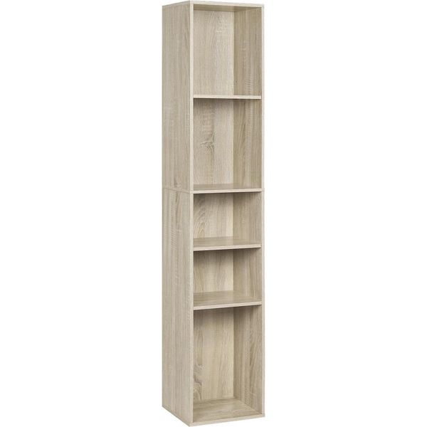 Libreria - Divisorio Indipendente - 5 Livelli - 30 X 151 X 26 Cm - Materiale In Legno E1, Rivestito In Melamina - Ripiani Regolabili 6,4 Cm - Rosso-image