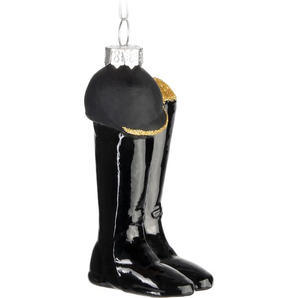 Brubaker Stivali Da Equitazione Con Elmetto Nero Guaina Natalizia In Vetro - Statuina Per Decorazione Albero Di Natale Ciondolo Per Decorazione Albero Dipinto A Mano-image