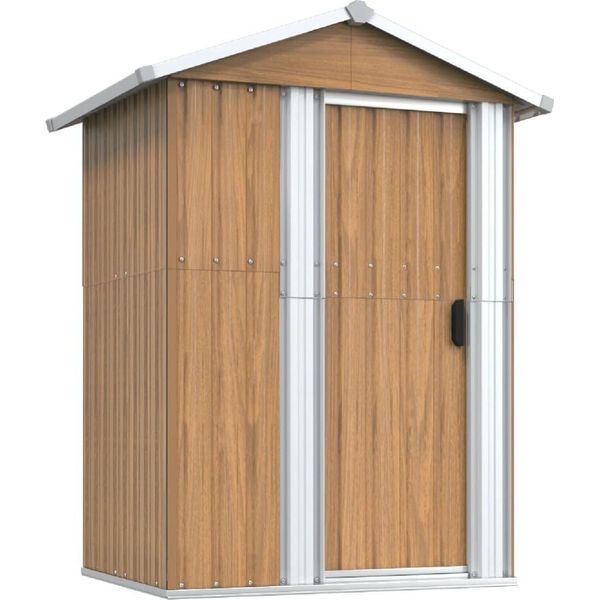 Vidaxl Capanno Per Attrezzi Marrone 126X97,5X177 Cm Acciaio Zincato-image
