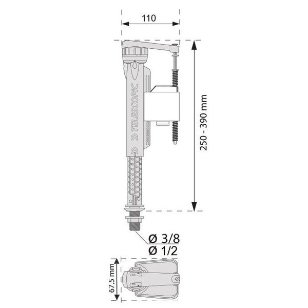 Wirquin Jollyfill Universale 3/8" Valvola Di Ingresso Telescopica Riempimento Ingresso Inferiore"-image