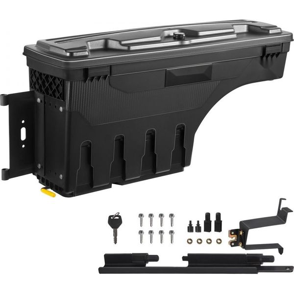 Vano Portaoggetti Per Camion - Coperchio Con Serratura - Cassetta Porta Attrezzi Impermeabile In Abs Per Passaruota 25 L - Compatibile Con Chevrolet Silverado 1500 Gmc Sierra 1500 2019-2021 - Lato Conducente - Nero-image