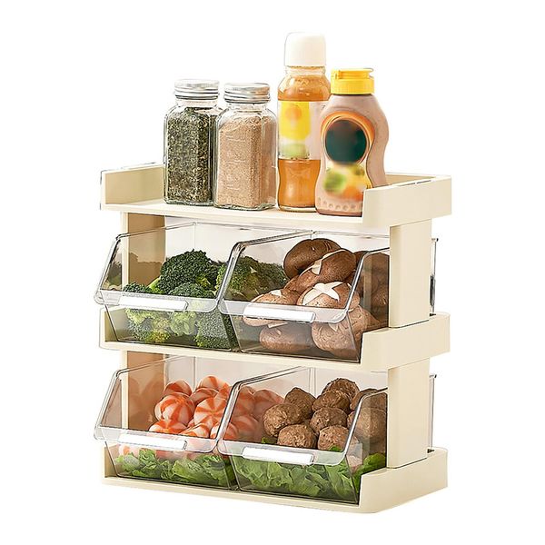 Cucina Verdura Storage Rack Multi Strati Spezie Ripiano Di Stoccaggio Vassoio Per Il Cibo Preparato Hotpot Cibo (3 Strati)-image