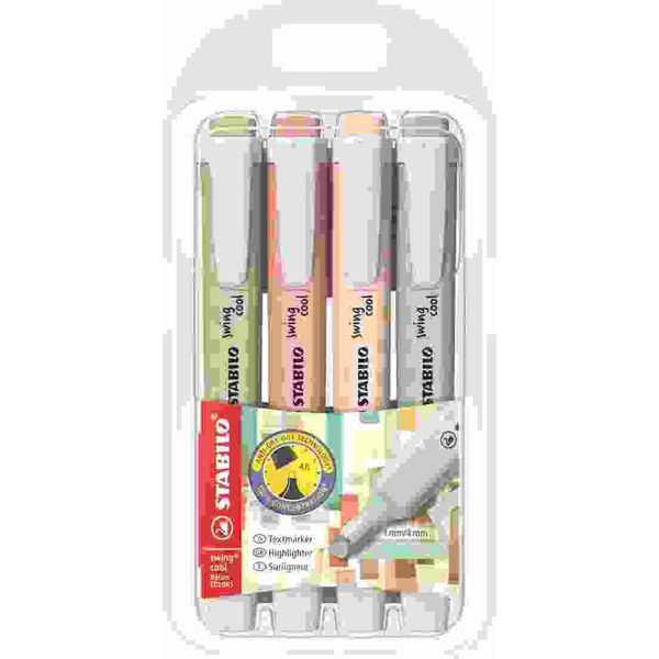 Stabilo Swing Cool Naturecolors Evidenziatore 4 Pz Punta Smussata Beige, Verde, Rosa-image