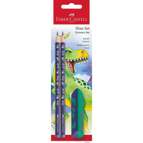 Faber-Castell 111517 FABER-CASTELL Set Di Scrittura Dino, Blu, 3 Pezzi-image