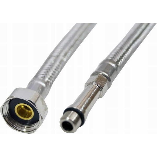 Tubo Flessibile Intrecciato Per Rubinetto 60Cm 3/8''X10 Acciaio Inox Argento-image