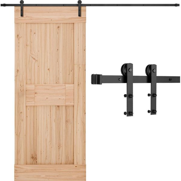 Kit Di Ferramenta Per Porte Scorrevoli A Fienile Vevor 10FT, Capacità Di Peso Di 330 Libbre, Compatibile Con Porte A Fienile Scorrevoli Singole Di Larghezza Massima Di 60 Pollici E Spessore Da 1-3/8 A 1-3/4 Pollici, Binari Durevoli E Rullo A Forma Di I, Nero-image